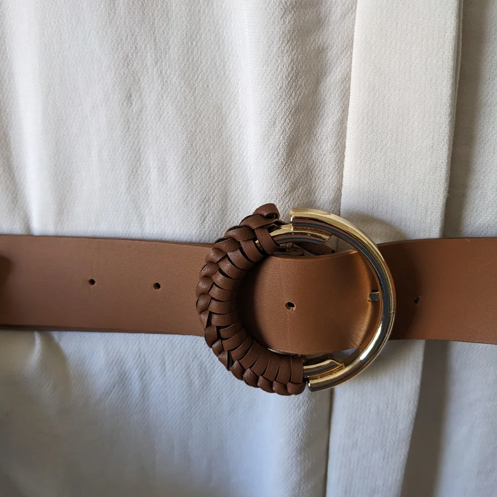 Zara Cream Jumpsuit with Brown Belt - Picture 6 of 9